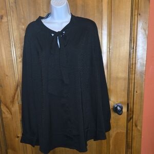 Torrid Deep Black Satin Jacquard Blouse